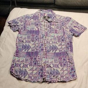 Hinano mens Hawaiian short sleeved button down shirt size small